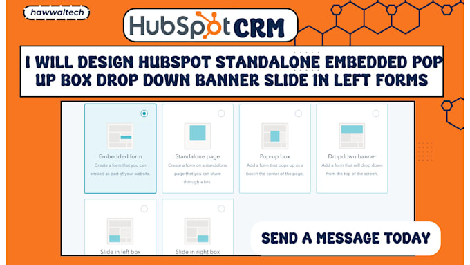 Gig Preview - Do hubspot standalone embedded pop up box drop down banner slide in left forms