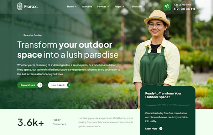 Gig Preview - Design landscaping website, lawncare, gardening website, lawncare leads