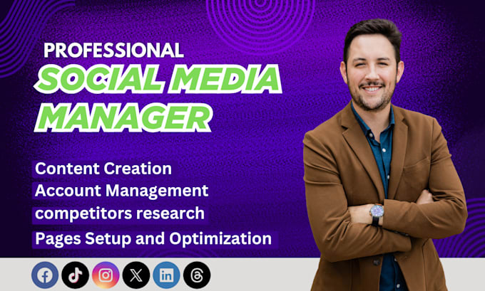 Gig Preview - Be your expert social media manager to grow your brand