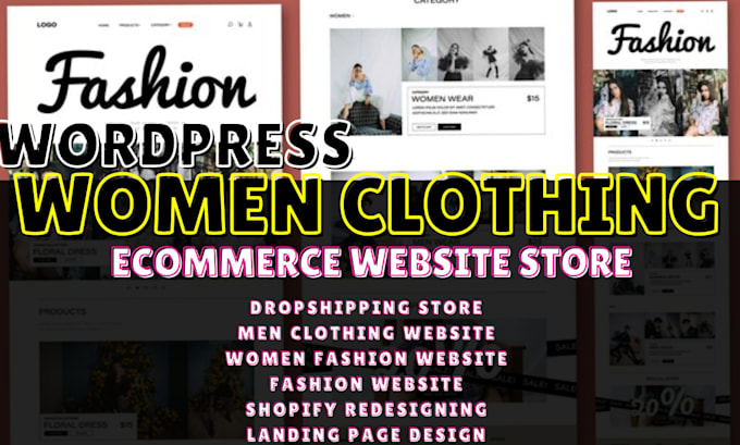 Gig Preview - Women clothing website, men clothing website women fashion store, clothing store