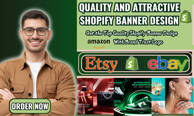 Gig Preview - Shopify banner design, ecommerce website banner, amazon logo