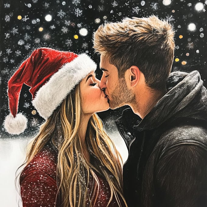 Gig Preview - Make you cute christmas couple portrait