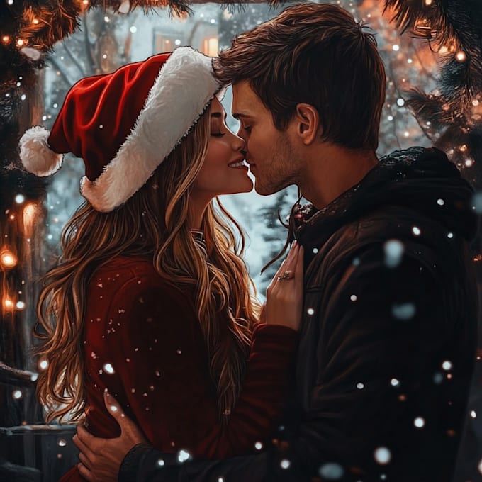 Gig Preview - Design christmas couple portrait for your project