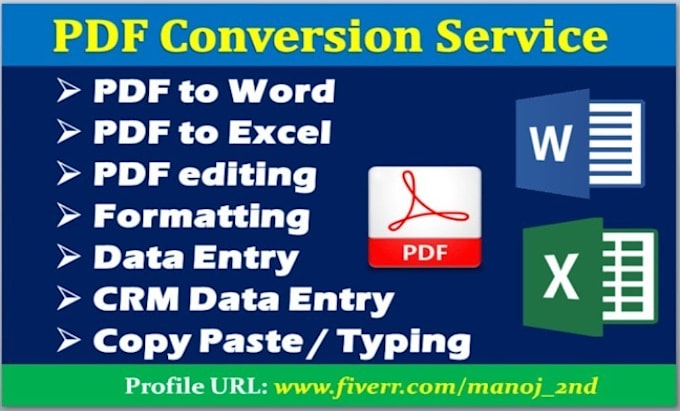 Gig Preview - Convert PDF and image text in word and excel document