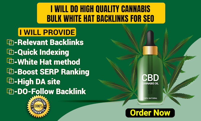 Gig Preview - Do high quality cannabis bulk white hat backlinks for SEO