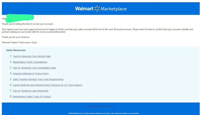 Gig Preview - Reinstate walmart account through  appeal letter