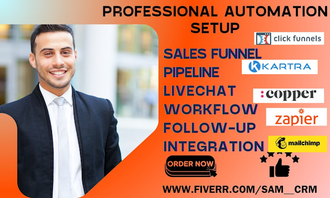 Gig Preview - Setup automation clickfunnel kartra gohighlevel systemio mailchip unbounce