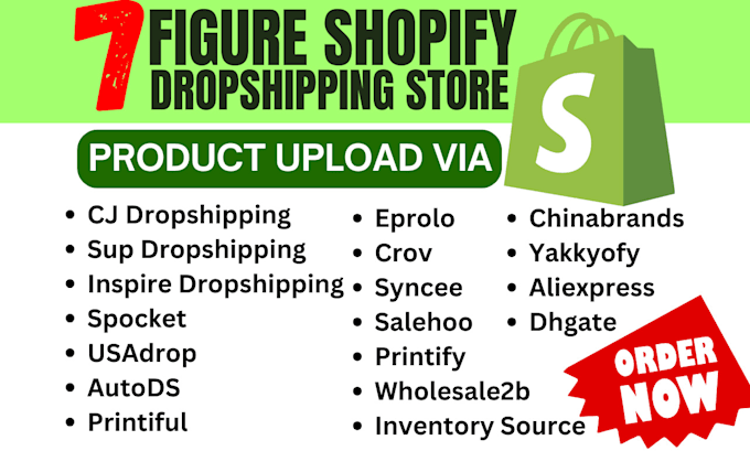 Gig Preview - Create shopify dropshipping store via avasam banggood parkflyers dropcommerce