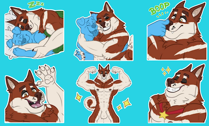 Gig Preview - Draw furry telegram sticker design cute discord stickers in sfw and nsfw design