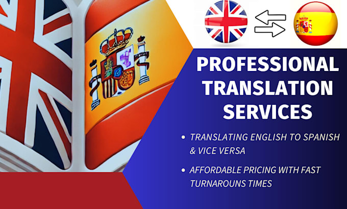 Gig Preview - Do professional english to spanish translation services and vice versa