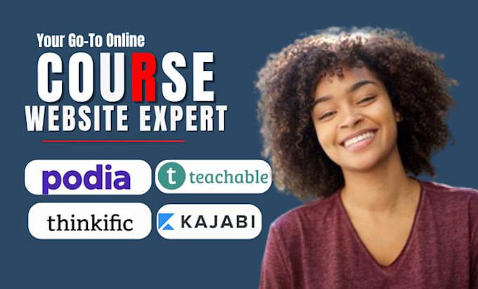 Gig Preview - Create an online course website on thinkific podia teachable kajabi