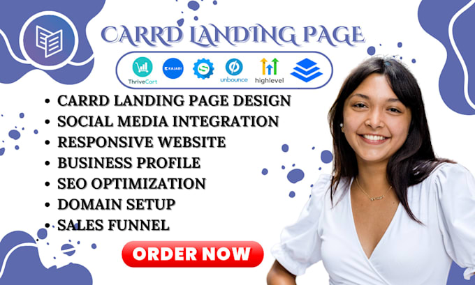 Gig Preview - Design carrd website, thrivecart, kartra, kajabi landing page design carrd co