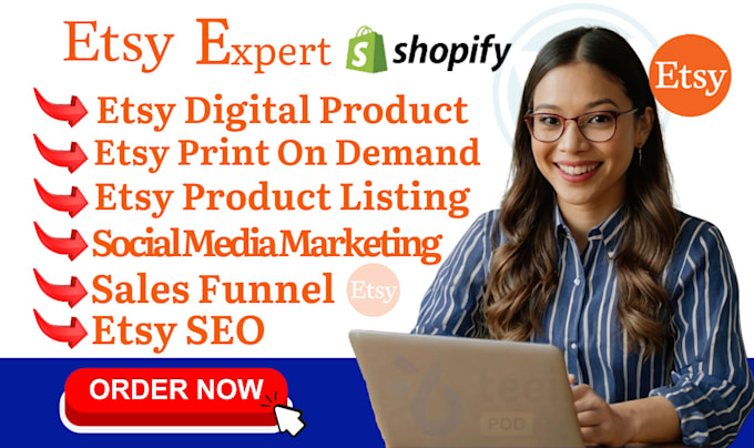 Gig Preview - Etsy shop digital products etsy seo etsy products listing digital products setup