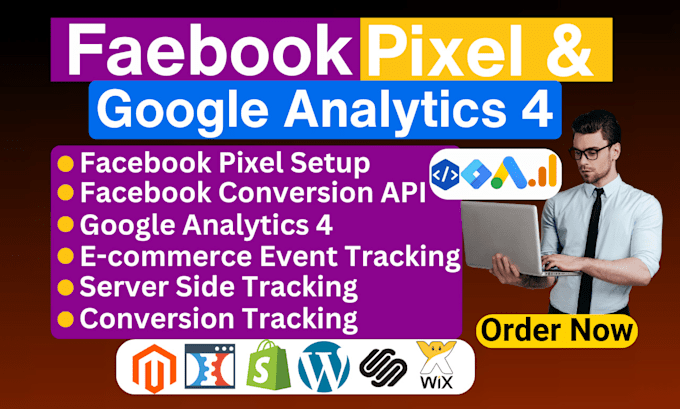 Gig Preview - Fix or setup facebook pixel google analytics 4 ecommerce conversion api tracking