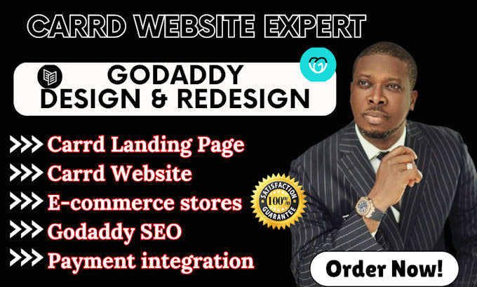 Gig Preview - Design carrd landing page , carrd website, godaddy website design, SEO