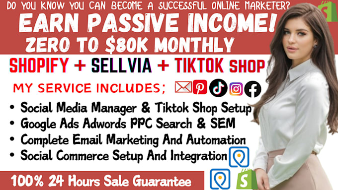 Gig Preview - Do high ticket sellvia marketing, shopify marketing tiktok shop mlm promotion