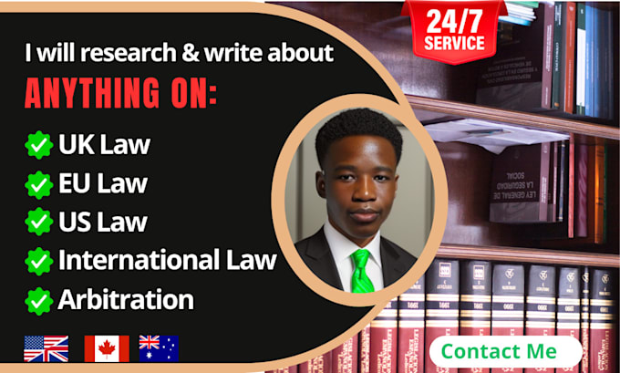 Gig Preview - Write international law articles, UK law, US law, canada etc