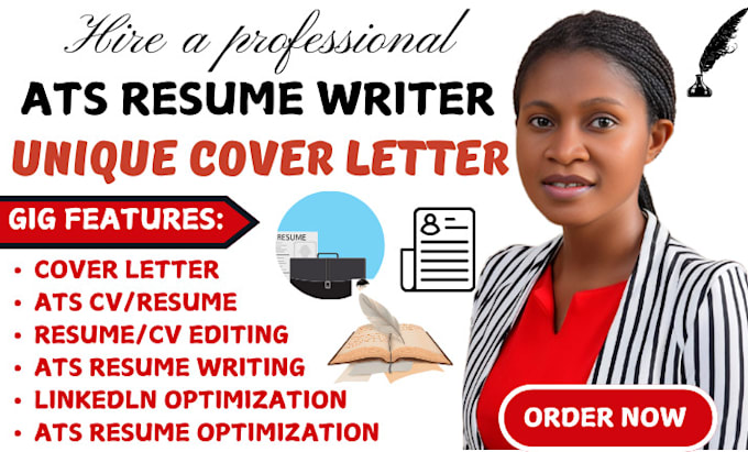 Gig Preview - Write and design a professional ats resume writing cover letter resume editing