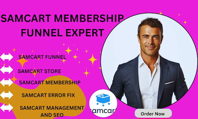 Gig Preview - Setup samcart membership and samcart funnel site