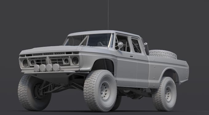 Gig Preview - Model and render car in blender, car stl for print, rc model,ford f100 supercab