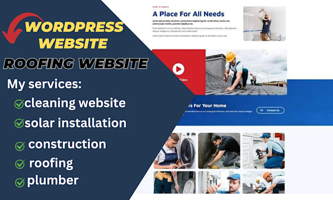 Gig Preview - Build roofing website, solar installation, constructions, cleaning website