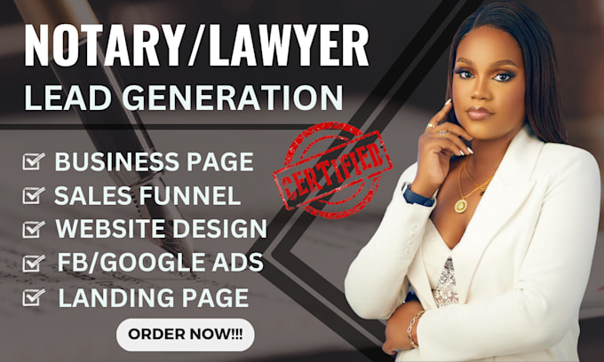 Gig Preview - Notary website lawyer website law firm website attorney leads notary leads