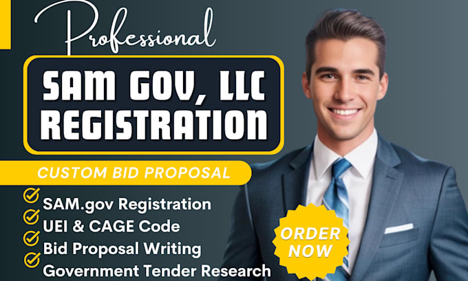 Gig Preview - Sam gov registration, llc registration uei, cage code, naics code bid proposal