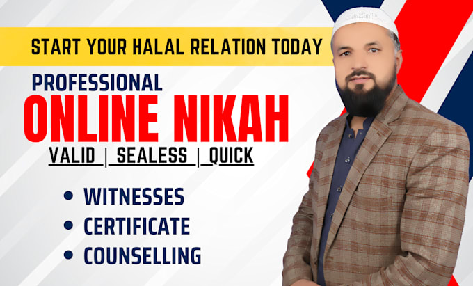 Gig Preview - Do professional online nikah with official certificate, witnesses