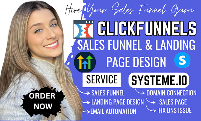 Gig Preview - Design systeme io sales funnels, clickfunnels or lead pages landing page