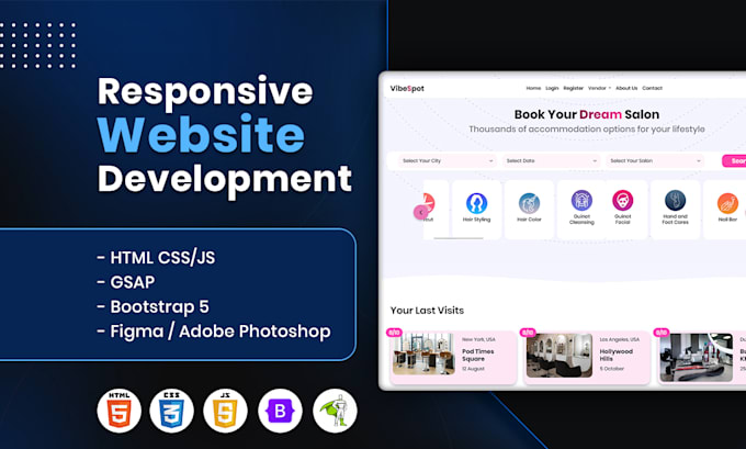 Bestseller - create responsive websites for your businness using HTML CSS js gsap bootstrap 5