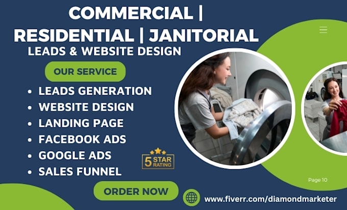 Gig Preview - Generate commercial cleaning leads, janitorial website residential cleaning lead