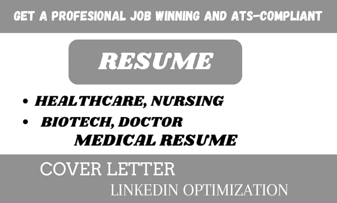 Gig Preview - Craft a medical resume, healthcare, pharmacy and doctor resume for all you needs