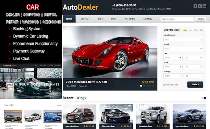 Gig Preview - Develop car dealer website, car rental website, car booking website, mechanics