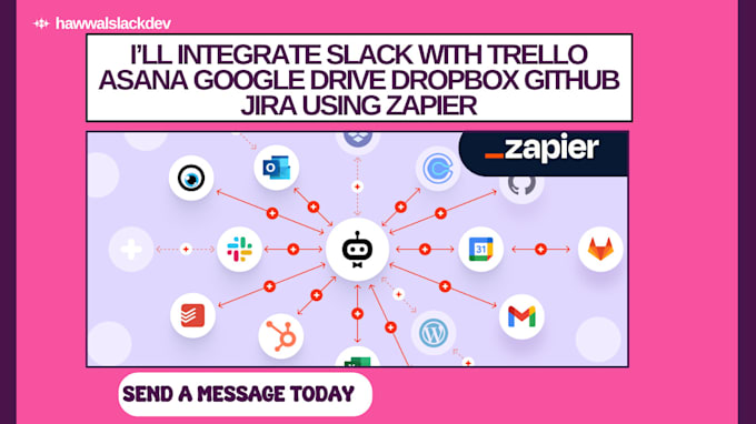 Gig Preview - Integrate slack with trello asana google drive dropbox github jira using zapier