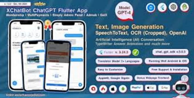 Gig Preview - Integrate chatgpt chatbot with flutterflow mobile app, ios android app, firebase