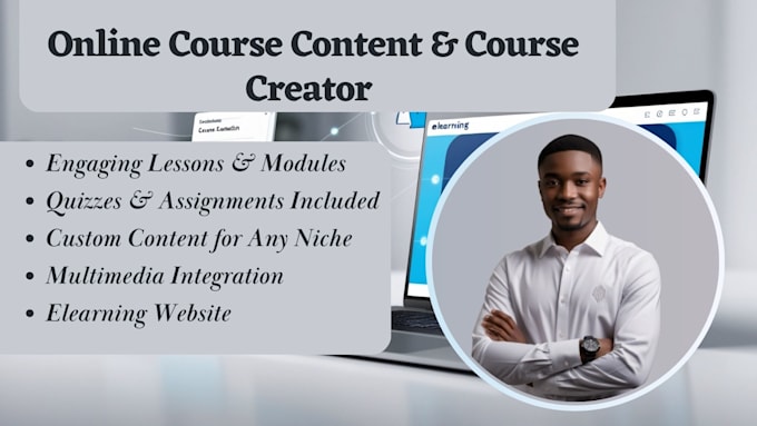 Gig Preview - Create elearning website online course content course creation course curriculum