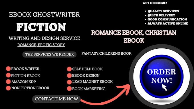 Gig Preview - Be your ebook ghostwriter, fiction, romance, erotic stories, children books