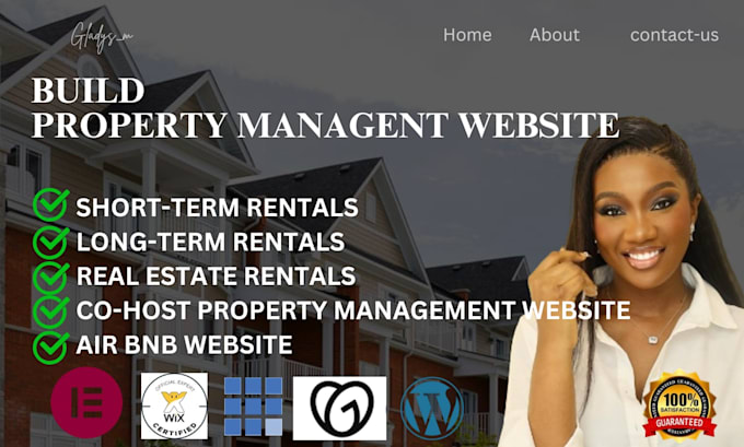 Gig Preview - Design property management website vacation rental hotel booking website wix