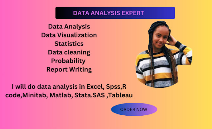 Gig Preview - Do statistics,maths,data analysis,data visualization in spss,tableau,r,sas,excel