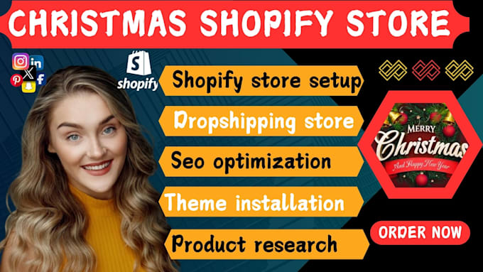 Gig Preview - Christmas shopify store shopify clothing store christmas shopify dropshipping