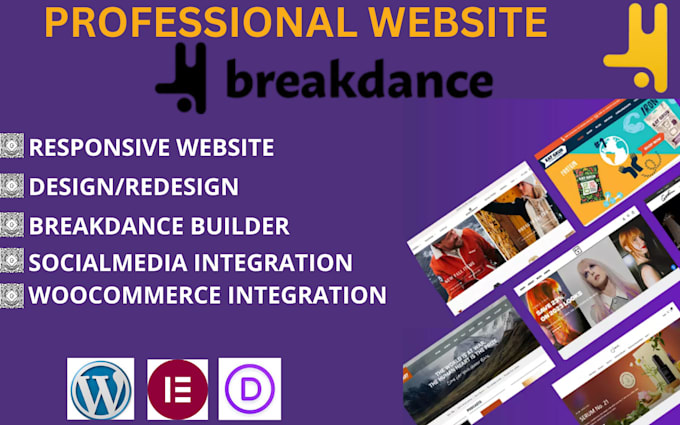 Gig Preview - Design or redesign wordpress with breakdance builder, gutenberg, elementor, divi