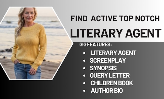 Gig Preview - Find you top 100 active agent for your fiction, non fiction, manuscript, ebook