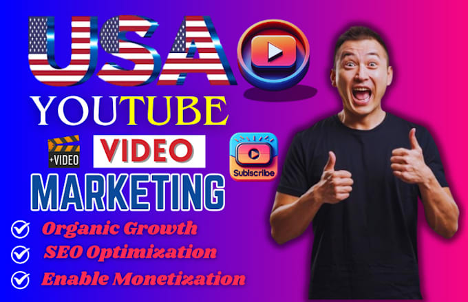 Gig Preview - Do USA youtube video marketing USA SEO channel monetization