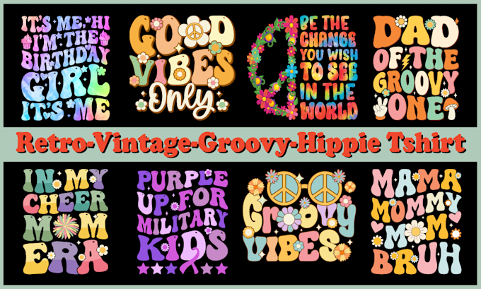 Gig Preview - Do retro vintage wavy groovy hippie t shirt design