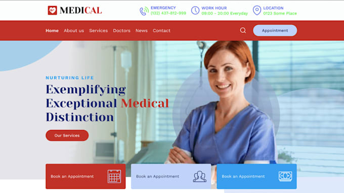 Gig Preview - Create medical clinic healthcare home care doctor dental website