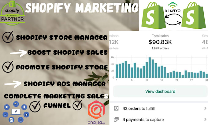 Gig Preview - Complete shopify marketing facebook ads tiktok shop ads to boost shopify sales