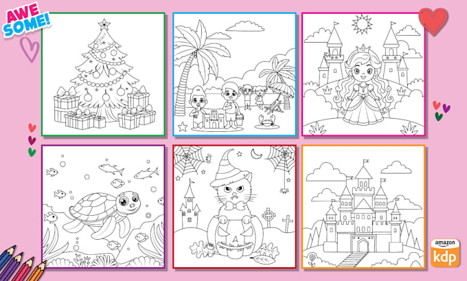 Gig Preview - Draw coloring book pages for kids and adults