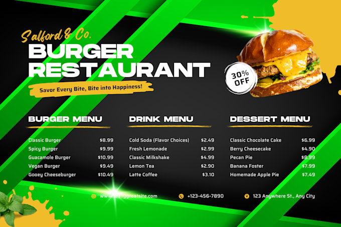 Gig Preview - Do restaurant menu design, food menu design, price list