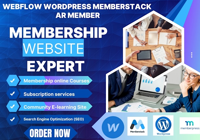 Gig Preview - Create memberstack memberpress ar member wordpress webflow membership website