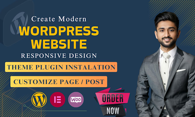 Gig Preview - Design modern and responsive wordpress website with elementor pro